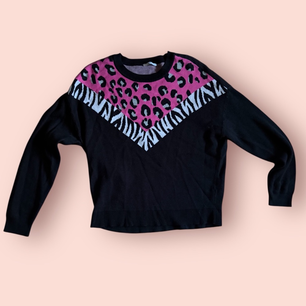 Black and Pink Animal Print Sweater